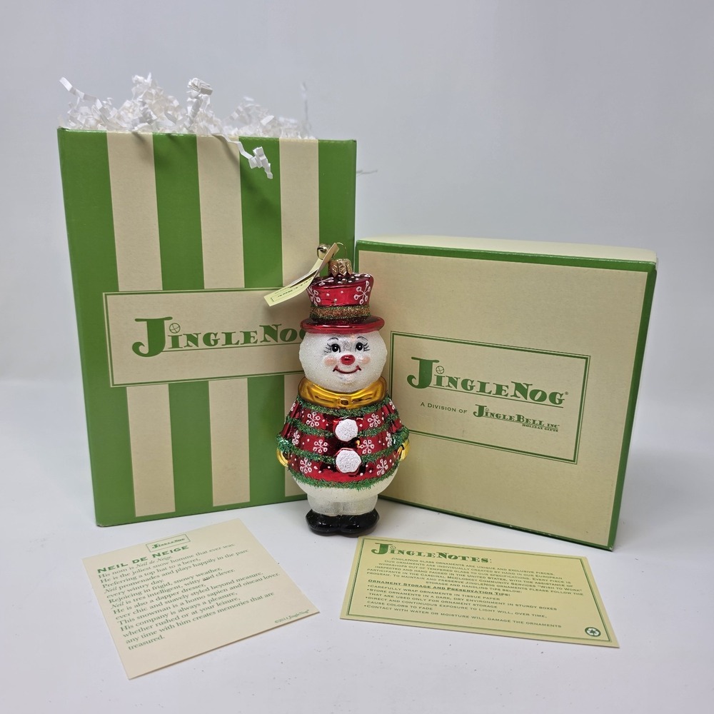 NIB JingleNog Neil De Neige Ornament #80375 Hand Blown & Painted in Poland